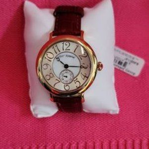 Betsey Johnson Gold & Burgundy Band Ladies Watch NWT